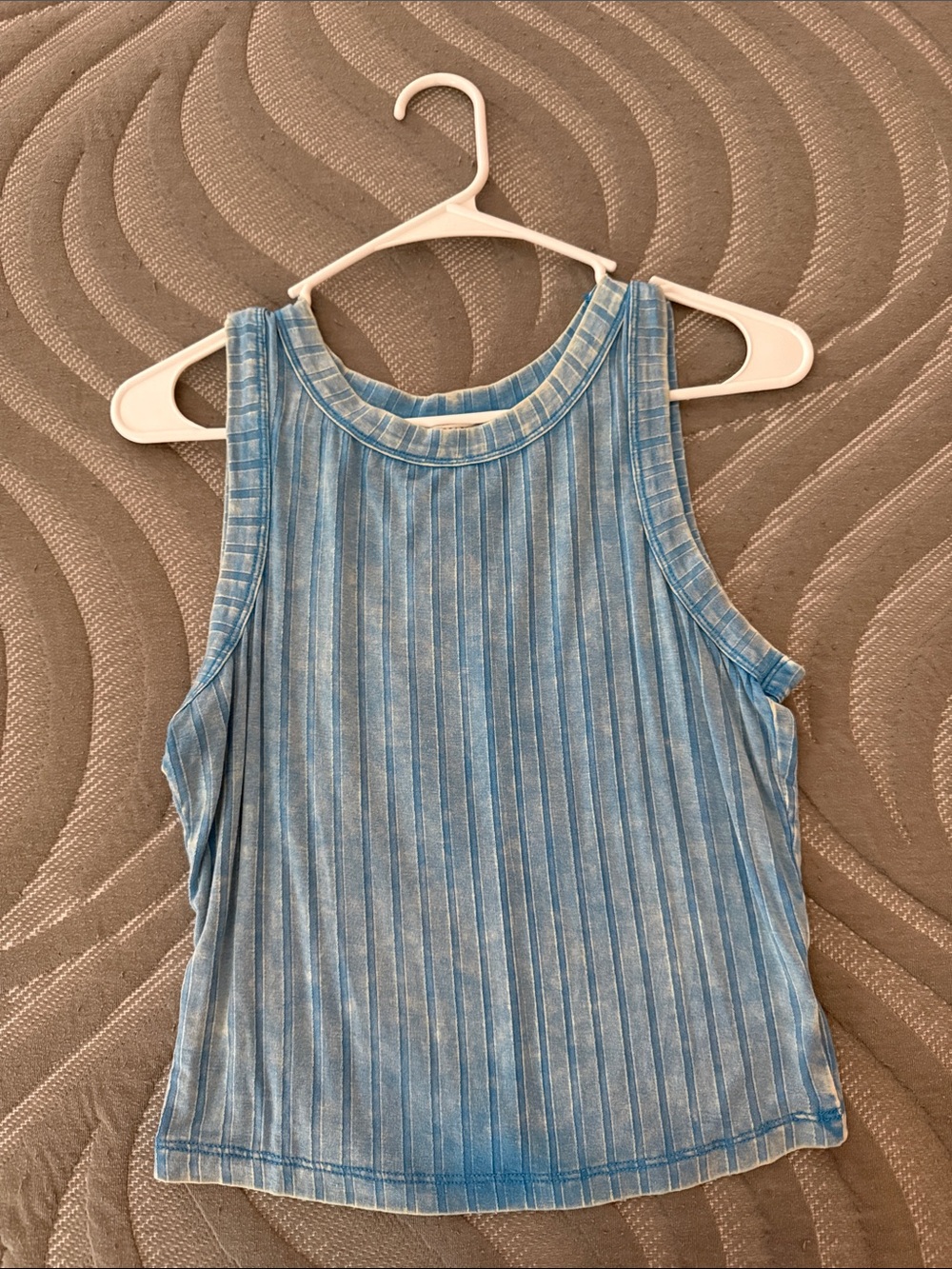Sleeveless Ribbed Tank Top - Light Blue